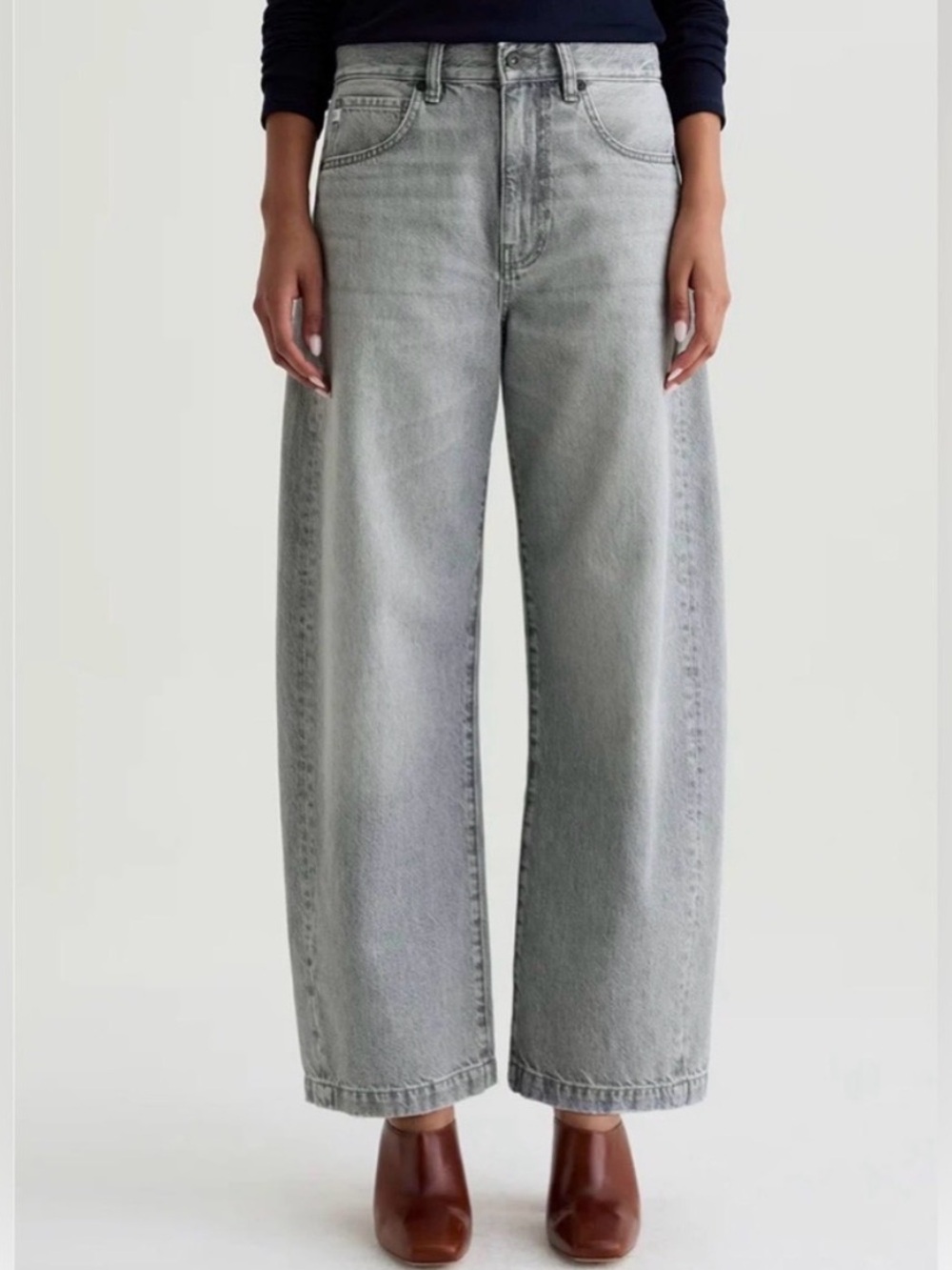 AG Adriano Goldschmied Hattie High Rise Barrel Jeans Women’s 26 Al Fresco Gray